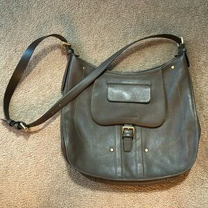Dark Tan (Taupe) Longchamp crossbody leather bag
